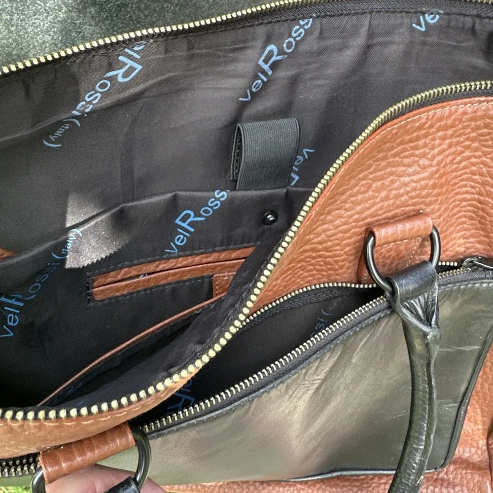 Vei Rossi Made In Italy‎ Brown Leather Briefcase Laptop Bag with Strap